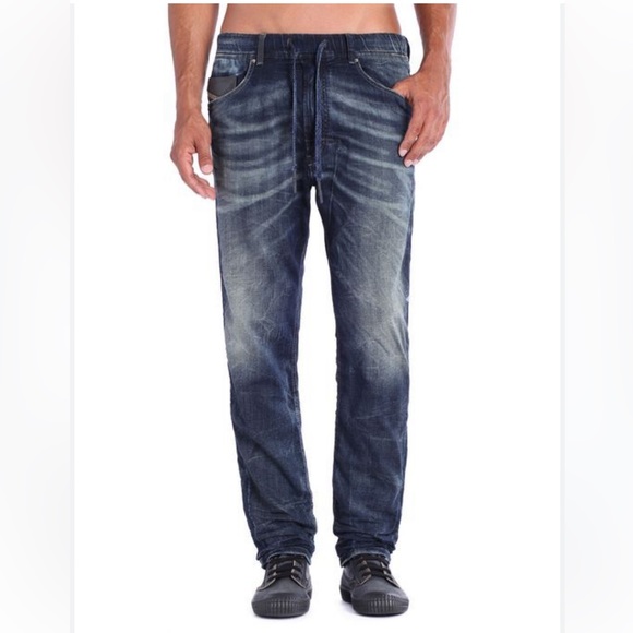 DIESEL MENS COTTON NARROT BLUE DENIM SWEAT PANTS SIZE 36 - Picture 3 of 12